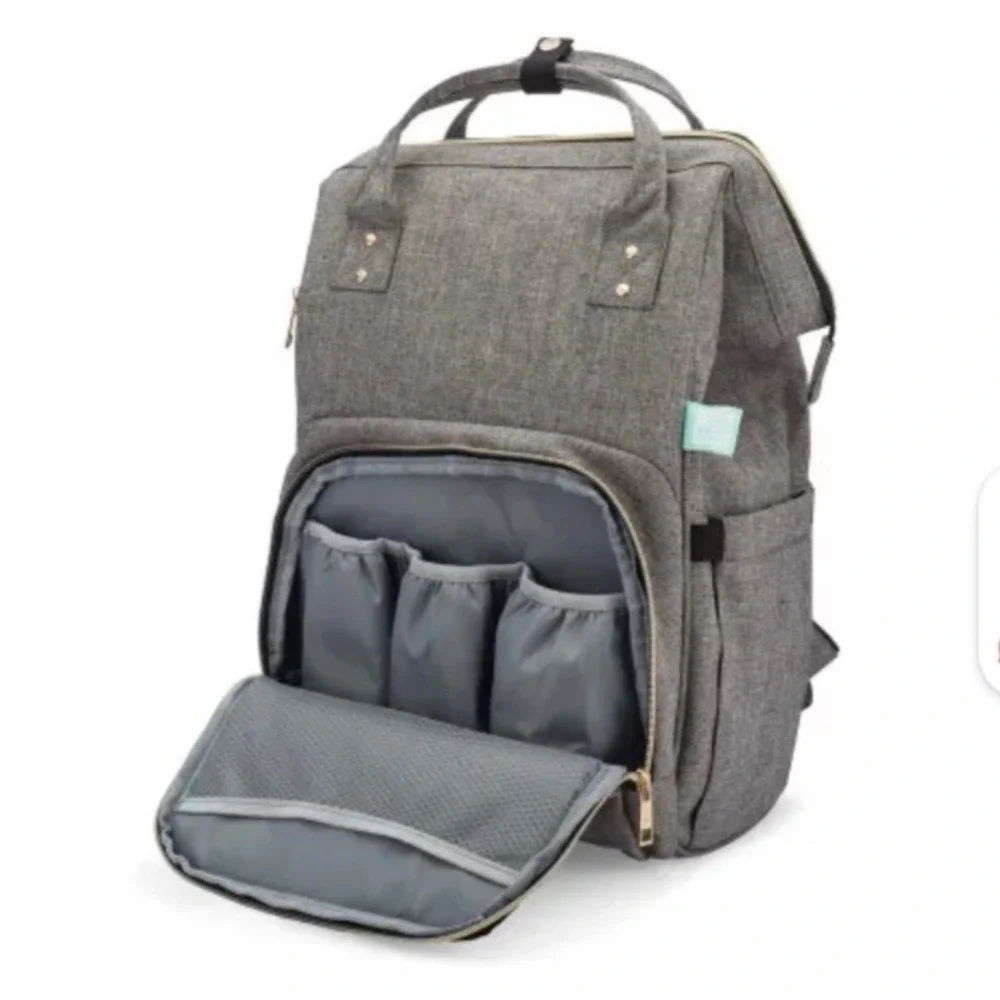 AFBP Grey Diaper Bag Breast‎ Pump Insulated Backpack Pockets Multi-Function